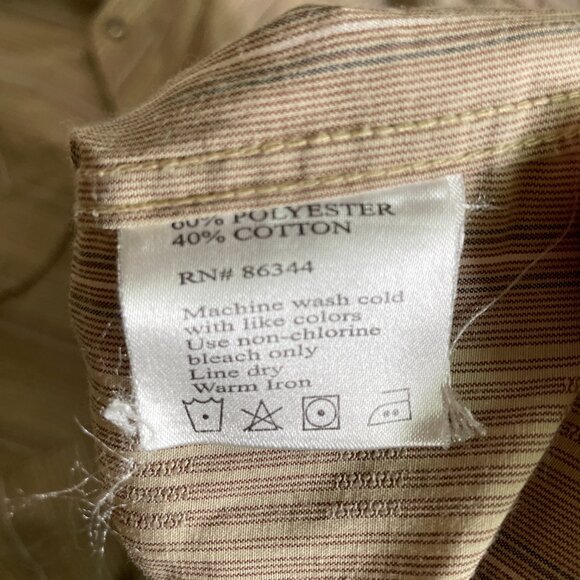 Men's Medium Maxini Tan & Brown Long Sleeve Button Down Shirt - Picture 7 of 7